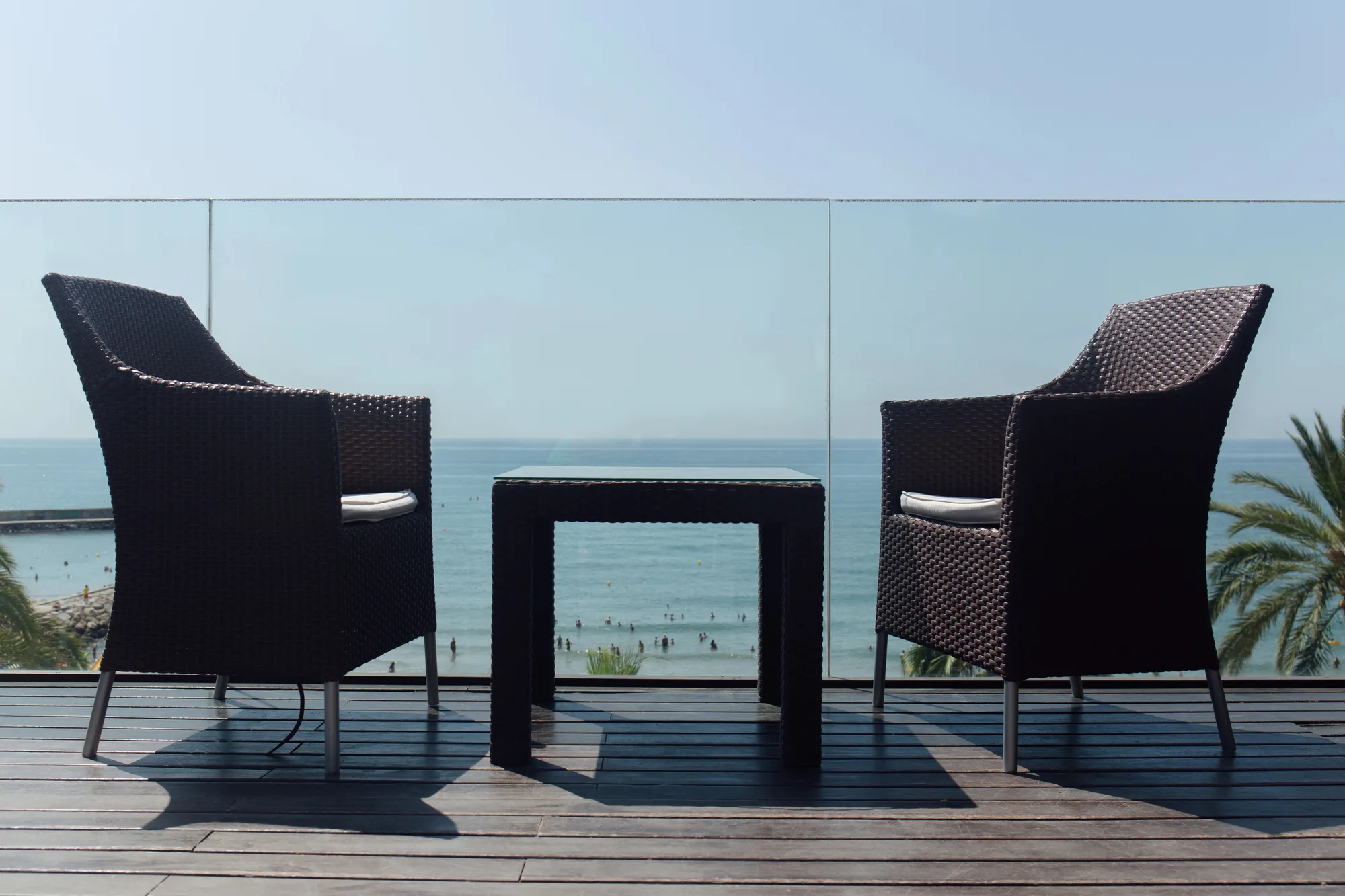 Glass balustrade on a beachfront balcony